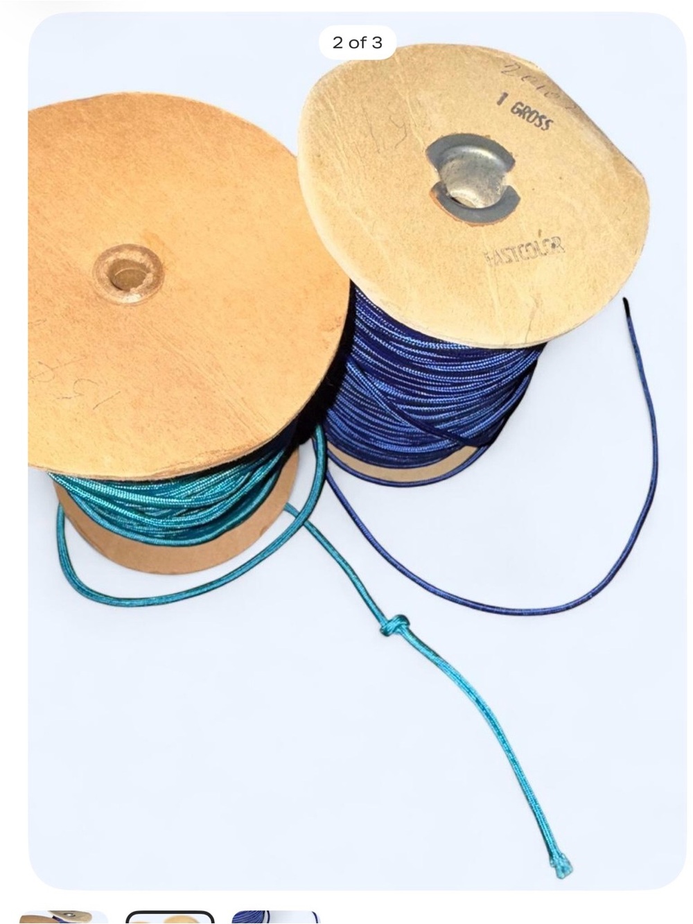 Deadstock Blue and Teal Satin Cord Spool for Knitting crochet 🧶 & Crafts - Picture 2 of 3